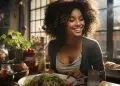 afrikhepri slim black woman happy smiling eating in a kitchen 4 0376b806 c06c 4b5f 9496 293796cf1c99