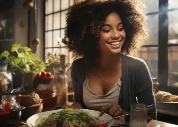 afrikhepri slim black woman happy smiling eating in a kitchen 4 0376b806 c06c 4b5f 9496 293796cf1c99