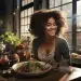 afrikhepri slim black woman happy smiling eating in a kitchen 4 0376b806 c06c 4b5f 9496 293796cf1c99